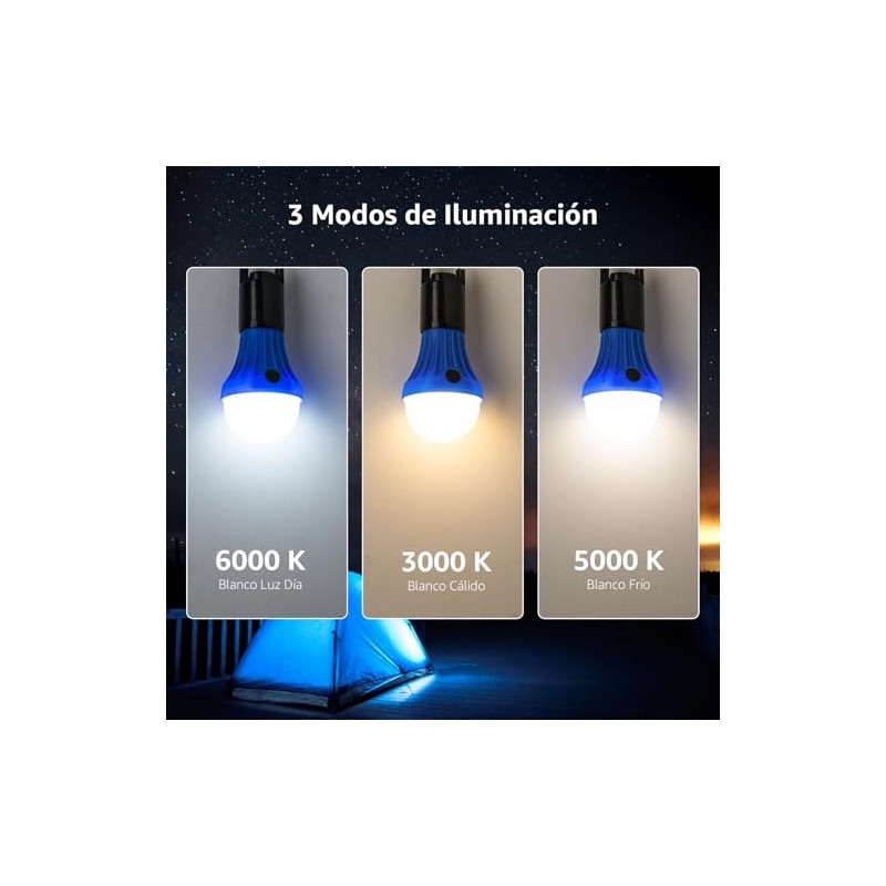 Lepro 4 Pack Linterna Camping LED, 3 Modos Portátil Apagones