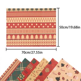 Christmas Wrapping Paper, 6 Sheets Vintage Thicken Recycled Gift Wrapping Paper (20x28 Inch, 45 Sq. Ft. Ttl.)
