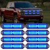 Nilight 8PCS Led Strobe Lights 12LED Blue Emergency Light 12V
