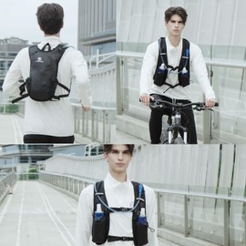 Kamcycle Hydration Backpack Running Hydration Backpack Bicycle Running Backpack with Hydration Bladder 2 L and 1 Piece 300 ml Soft Bottle, BPA-Free Ultralight Trail Backpack Hydration Vest