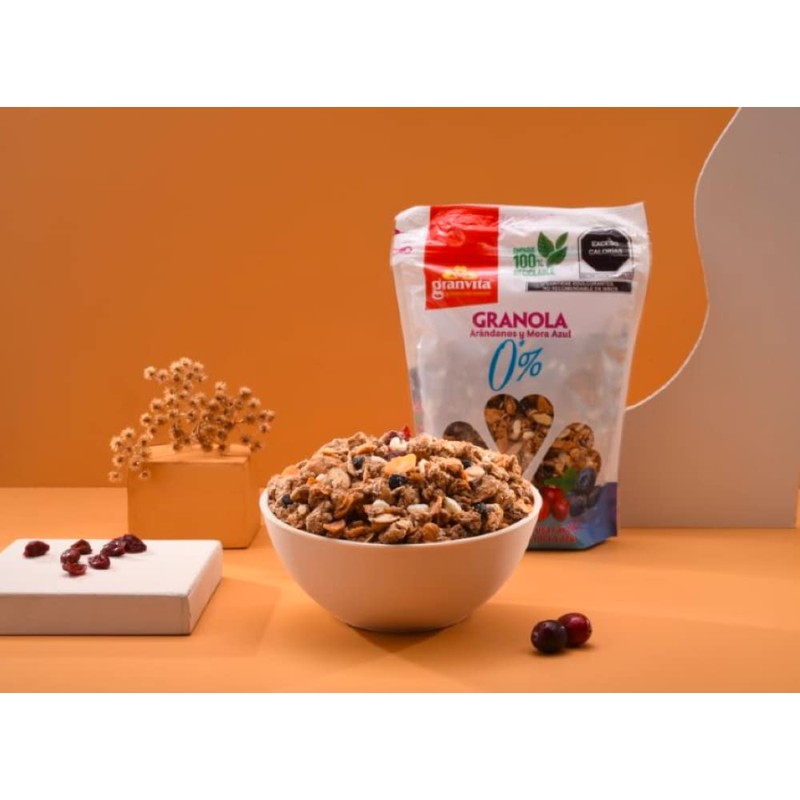 Granvita, Granola sin azúcar, con arándanos y mora azul -