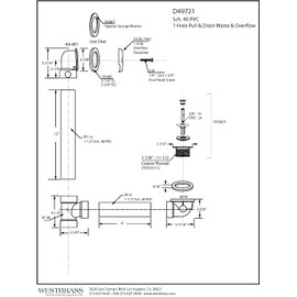 Westbrass D49721-4-26 1-1/2" Bath Waste & Overflow Assembly with Pull Drain Stopper and One-Hole Faceplate Top Elbow - Sch. 40 PVC, Polished Chrome (4-Pack)
