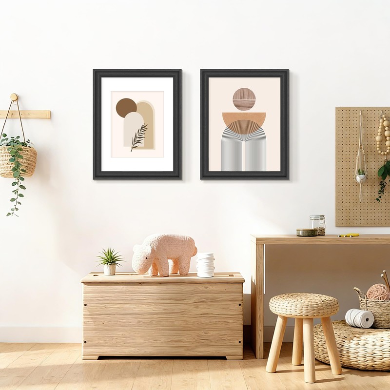 11x14 Solid Wood Picture Frame, Tempered Glass with Mat for