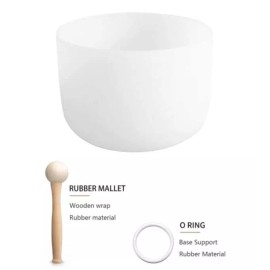 VAMN MAVN 432Hz 8" B Note Crown Chakra Frosted Quartz Crystal Singing Bowl - Sound Healing