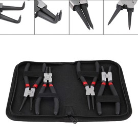 4-Piece Circlip Pliers Set, Straight Bend Snap Ring Pliers, Internal External Circlip Pliers with Carry Case, 7 Inch Multifunctional Circlip Pliers