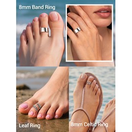 PROSILVER 925 Sterling Silver Toe Rings for Women, Non Tarnish Silver Toe Rings, Open Adjustable Band Toe Ring for Summer Beach