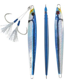 OCEAN CAT 1 PC Lead Metal Flat Slow Fall Pitch Fishing Jigs Lures Sinking Vertical Jigging Bait with Butterfly Hook for Saltwater Fishing Size 40g 80g 120g 160g 200g (Black&Silver, 200g)