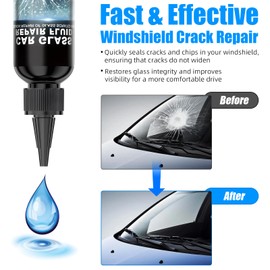 LAMPYLIFE Windshield Repair Kit for Chips and Cracks: 4 PCS Windshield Crack Repair Kit - Glass Repair Kit Windshield Chip Repair Kit to Fix Chips, Cracks, Bulls-Eye,Star-Shape Cack