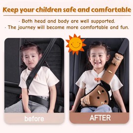 Zigihos Seat Belt Cover Pad for Kids, Cute Animal Child Seatbelt Covers & Triangle Cushion for Toddler Girls and Boys (Panda)
