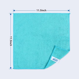 HOMEXCEL Microfiber Cleaning Cloth,12 Pack Cleaning Rags, Cleaning Towels with 4 Color Assorted, 11.5"X11.5"(Green/Blue/Yellow/Pink)