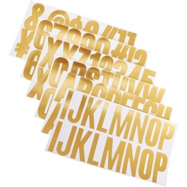 Números y Letras Laminados Dorados Impermeables para Buzón, Kit de Pegatinas Adhesivas 6 Hojas para Manualidades y Decoración en Puertas y Ventanas