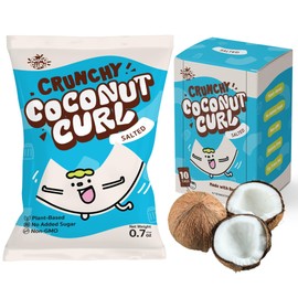 COCOCURL Salted Crafted Crunchy Coconut Chips – Unsweetened Healthy Snack, Plant-Based, Gluten-Free, Gently Toasted Coconut, Sugar Free Snacks – 0.7 Oz (Pack of 10)
