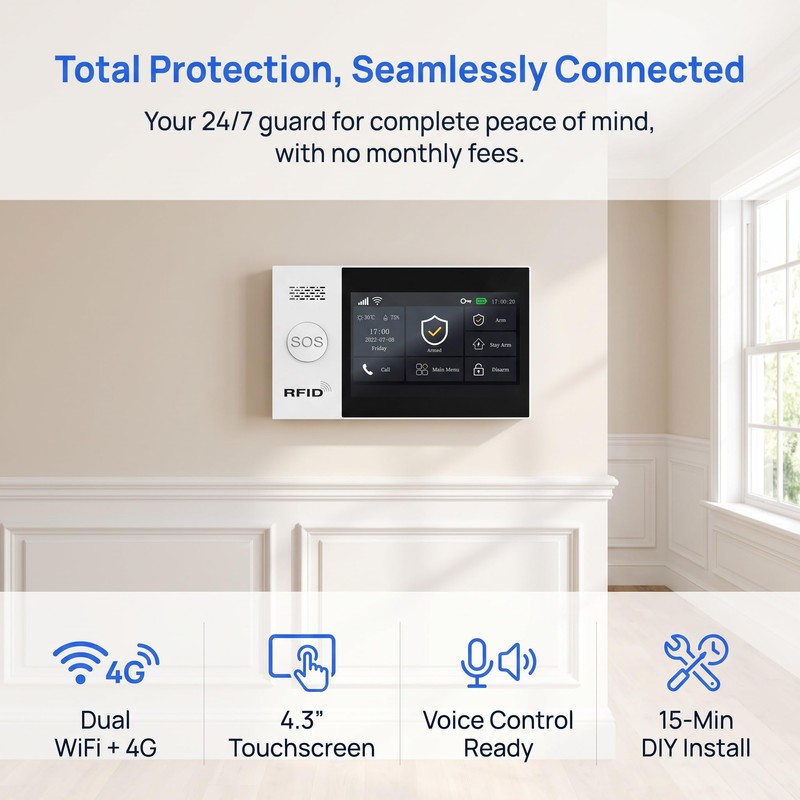 WiFi Wireless Alarm System for Home Security - 24/7 Protection