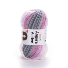 1 Skein YarnArt Angora Active Knitting Yarn, 25% Mohair 75% Acrylic, 100 g (3.5 oz), 500 m (546 yd), Yarn Weight 0: Lace, Variegated - 848