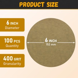 Glowentix 100 PCS 6 Inch PSA Sanding Discs 400 Grit Adhesive Backed Sandpaper Roll Sticky-Back Sandpaper for DA Sander Self Stick Aluminum Oxide Round Automotive Sandpaper with Sticky Back