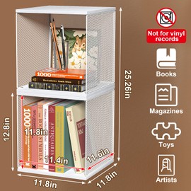 Dmevkic 2 Cube Organizer Bookshelves DIY Variable Stackable Cube Storage Organizer for Kid Bedroom,Living Room,Small Bookshelf White