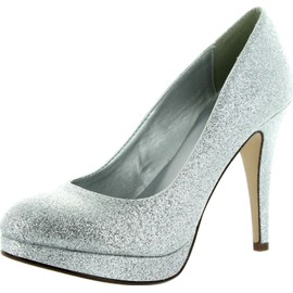 Delicious Womens Eiffel Glossy Closed Toe Dress Platform Pump Professional Women Stiletto Heel,Silver Glitter,7.5