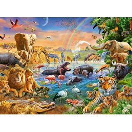 Ravensburger Savannah Jungle Waterhole Puzzle - 100 Unique Pieces | Kid-Friendly, Educational Toy | Enhances Concentration and Creativity | FSC-Certified, Sustainability Assured