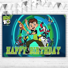 Happy Birthday Ben 10 Backdrop for Boys 5x3 Vinyl Ben 10 Birthday Party Decorations Banner for Kids Cartoon Science Fiction Ben 10 Background