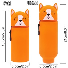 Kawaii 2-in-1 School Pencil Case - Erasable Gel Pen Set, with Thermo-Sensitive Erasing Ink, a Variety of Ink Colours and Barrel Designs, 0.7 mm Tip (Animal Pen Holder + 12Erasable-B)