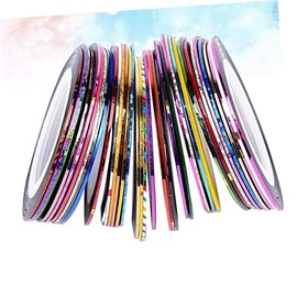 IWOWHERO 30 Color Nail Art Line Sticker Kit Press on Nails Nail Decals for Women Ladies