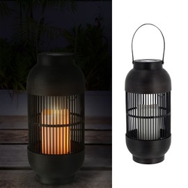Solar Lantern Handle 15 x 33 cm Plastic Black 12 LEDs Warm White Grid Design Table Lamp Garden Light Path Lamp (1 x Solar Lantern Height 33 cm)