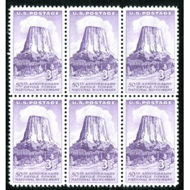 Devils Tower Black Hills Wyoming ~ Block of 6 stamps (Scott #1084)