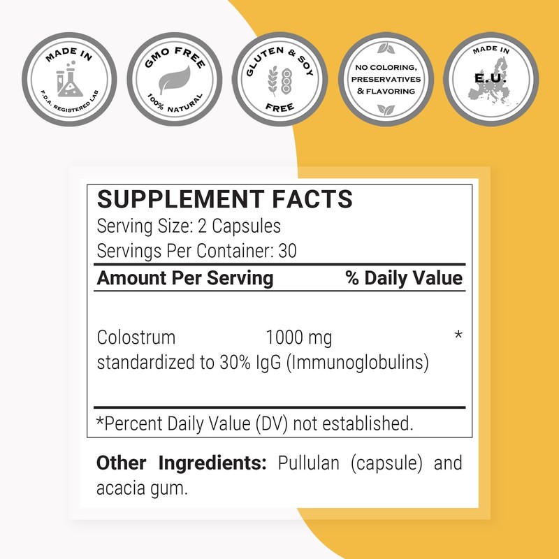 Supersmart - Colostrum Supplement 1000mg per Day (Well-Tolerated 30% IgG)
