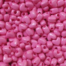 Heart Beads Hot Pink Pony Beads Pk/50 Large Hole Made in USA