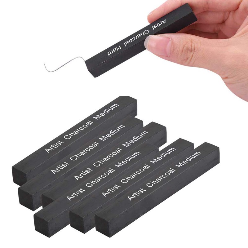 6Pack Compressed Charcoal Sticks for Drawing Sketch Charcoal Stick Professional