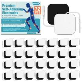 OAKDOLCHE 72-Pack TENS Unit Electrode Pads (2"x2"), Reusable Self-Adhesive Pads with 0.2mm Connector, Latex-Free, Hypoallergenic & Compatible with TENS 7000, Etekcity, Nicwell