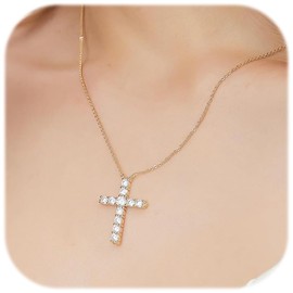ZEPIQOR Cross Chain Gold Chain Women, Gold Plated Cross Chain Layered Cross Chain Necklace Women's Cross Choker Chain Cross Necklace for Women Ladies Gifts for Women