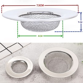 2 Pack Tomario Stainless Steel Kitchen Sink Strainer, Standard Sink Drain Protector Hair Catcher for Kitchen Bathroom Shower Kitchen Dishwasher Safe (External Diameter 7.5cm, Inner Diameter 4.5cm)