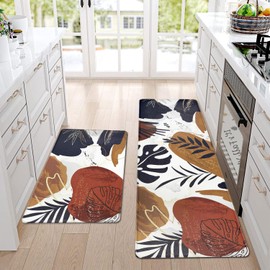 Homcomoda Boho Kitchen Rugs Sets 2 Piece Non Slip Kitchen Mats for Floor Cushioned Kitchen Rugs and Mats Waterproof Comfort Standing Mats for Kitchen,Home,Office,Sink,Laundry