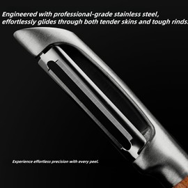 Premium 304 Stainless Steel Multi-Functional Kitchen Peeler for Fruits and Vegetables with Wood Handle - Ultra Sharp and Durable Blade, Potato Peeler, Veg Peelers Hand for Kitchen