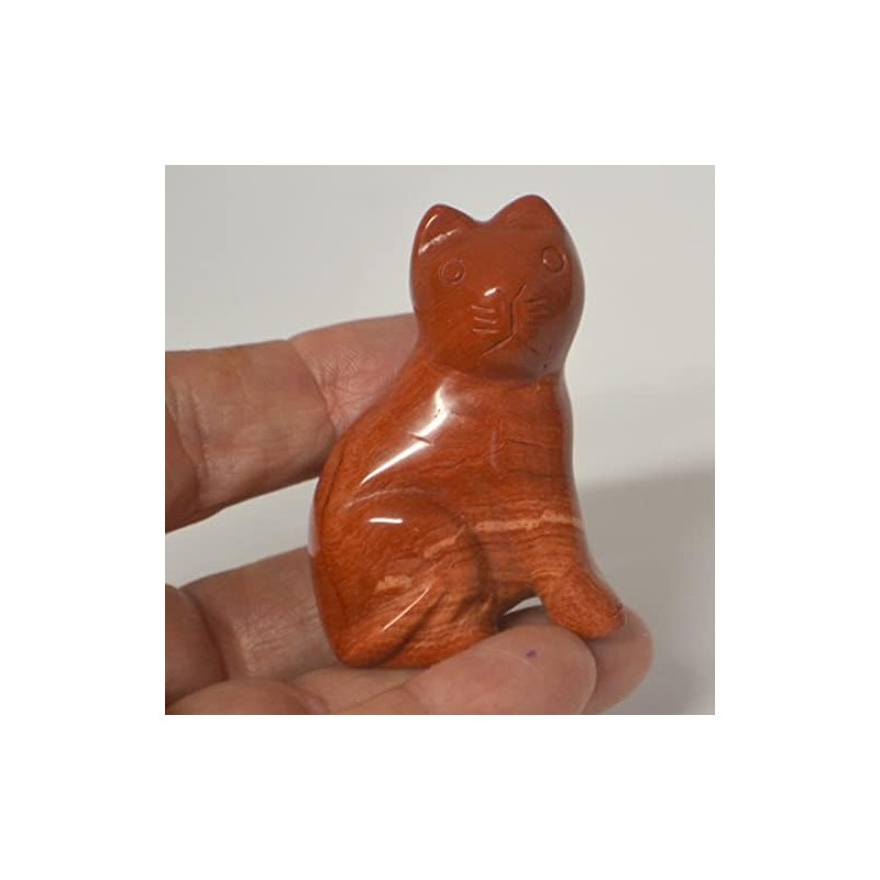 Roter Jaspis Katze, Edelstein Tiergravur Katze 5 cm, Steintier Jaspis