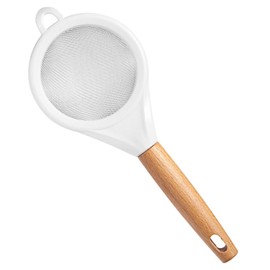 Mikinona Wooden Handle Stainless Steel Flour Sifter Baking Sieve Strainer for Kitchen