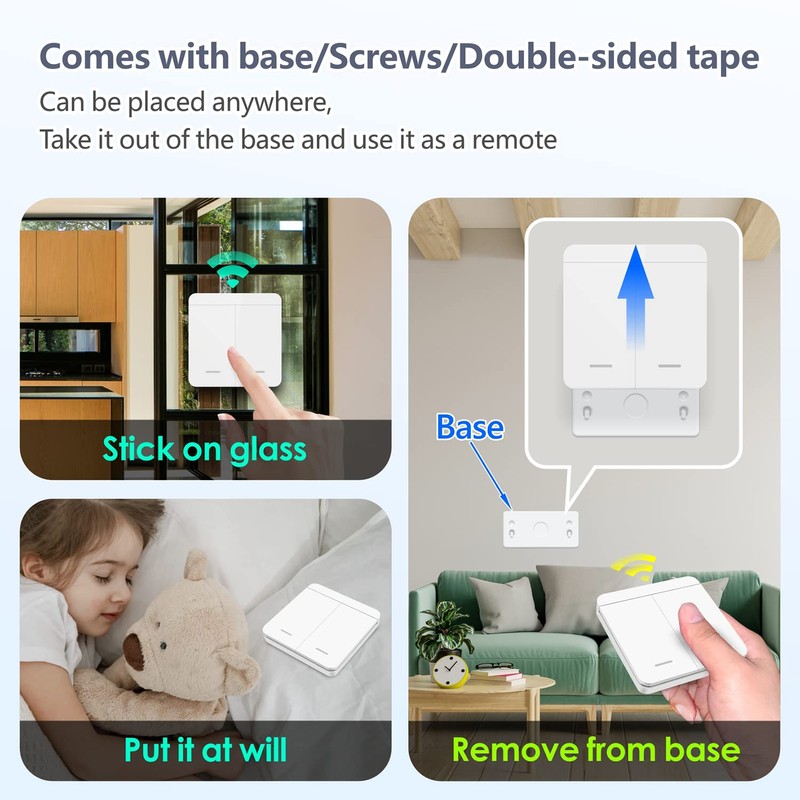 Tedeligo Wireless Switch Kit (1 Switch - 2 Buttons), Mobile