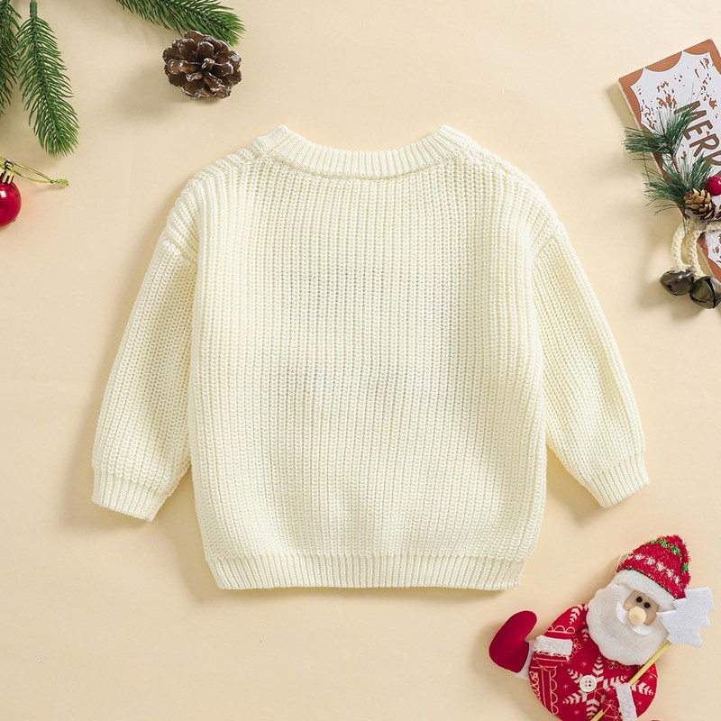 MAHUAOYIXI Toddler Boy Girl First Christmas Sweater Long Sleeve Letters