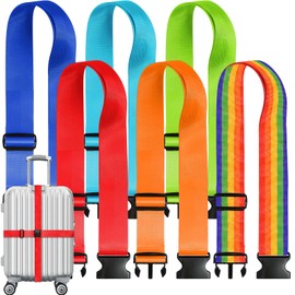 6 Pieces Luggage Straps Patterned Luggage Strap Suitcase Straps Luggage Belt Adjustable Travel Luggage Belt Strap with Quick Release Buckle, 2 inches Wide by 72 inches Long (Assorted Color Style)