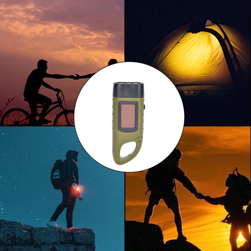 Hand Crank Solar Powered Rechargeable LED Flashlight, Survival Gear Self