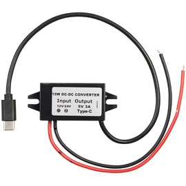 revolt DC-DC-Abwärtswandler: DC/DC-Spannungswandler für 12/24 zu 5 V, 3 A, IP67, USB-Stecker Typ C (Step-Down-Wandler USB Typ C, USB-C-DC-DC-Konverter, Überspannungsschutz)
