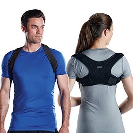 Gaiam Corrector de postura de restauración para mujeres y hombres, alisador de espalda, correas ajustables, soporte compacto para clavícula, cuello, hombro, alivio invisible del dolor