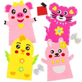 Cosysparks Hand Puppet Sewing Kits for Kids, 4 Pack Felt Sewing Craft Kit for Kids Sewing Kit DIY Animal Hand Puppets Sewing Craft for Beginner Boys Girls (Style2)