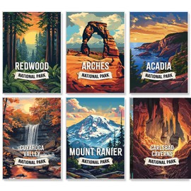 6 Pack National Park Paint by Numbers Kit for Adults Beginner 10x14 Inch, National Parks Adult Paint by Number Kits on Canvas Without Frame, DIY Landscape Painting by Numbers for Home Wall Decor Gift