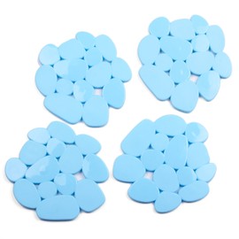 MSV Shower Mat Bath Mat Bath Mat Non-Slip Pads Pebble – Pack of 4 – Antibacterial Non-Slip with Suction Cups – Light Blue – Approx. 13 x 11 cm