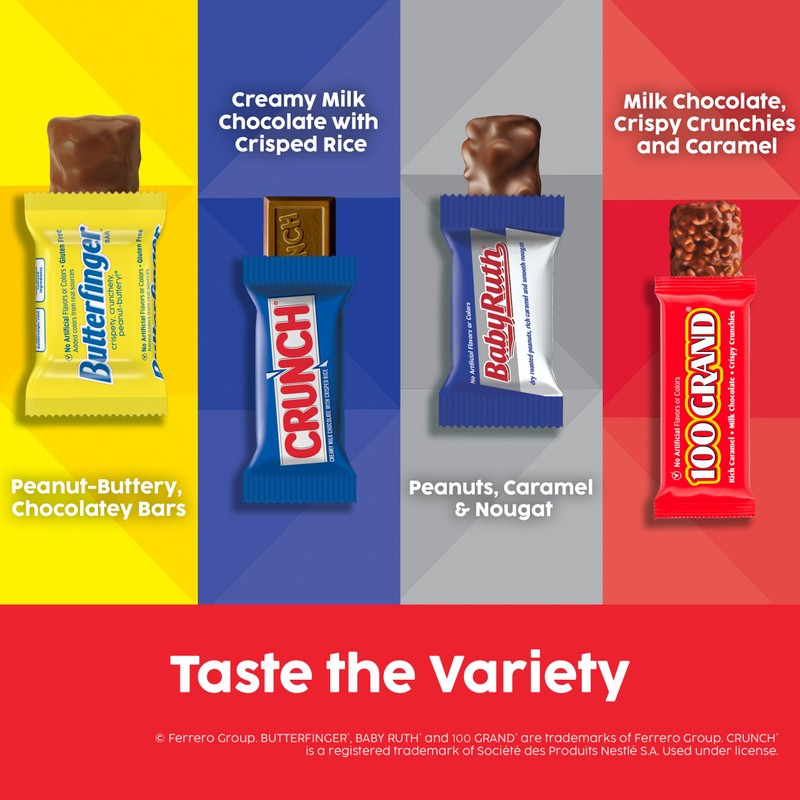 Butterfinger, CRUNCH, Baby Ruth, 100 Grand Minis, Assorted Candy Bars,