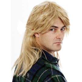 ALLAURA Garth Wig Mens Mullet Wigs Dark Blonde 80s Costumes - Mens Mullet Wig Merica Blonde Brown Joe Dirt Costume