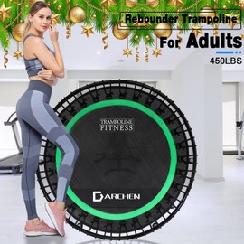 DARCHEN 450 lbs Mini Trampoline for Adults, Indoor Small Rebounder Exercise Trampoline for Workout Fitness, 450 lbs Max-Load Bungees for Quiet and Safely Cushioned Bounce, 40 Inch Gym Trampoline