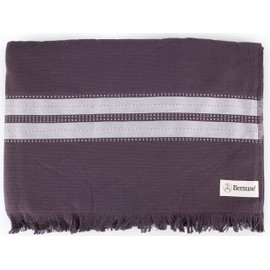 Bersuse 100% Cotton Cascais Terry Peshtemal Turkish Towel Bath Towel Beach Towel Lighweight Quickdry Absorbent - 35x67 Inches, Anthracite (Set of 3)